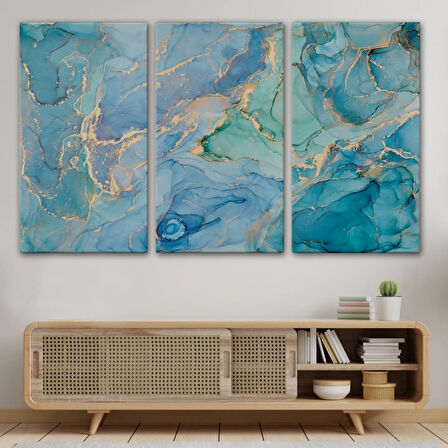 Mürekkep ve Alkol ile Mermer Deseni Dekoratif Kanvas Tablo, Duvar Dekoru 5050