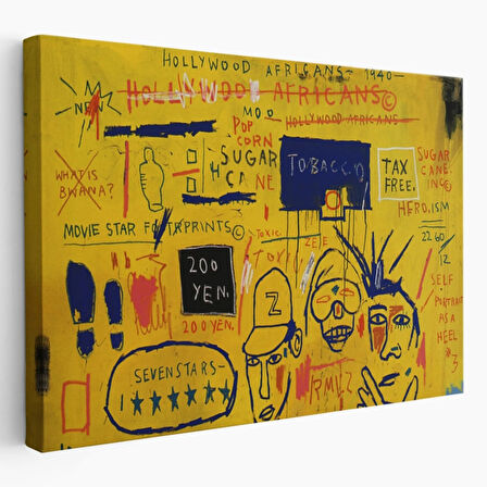 Hollywood Africans 1983 Jean Michel Basquiat Dekoratif Kanvas Tablo, Duvar Dekoru 5058
