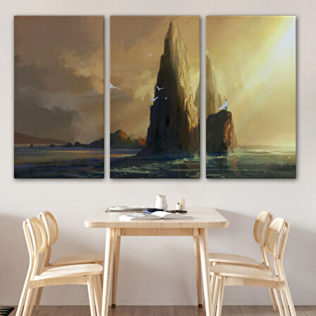 Okyanusu İzleyen Beyaz Pelerinli Kadın Dekoratif Kanvas Tablo, Duvar Dekoru 5091