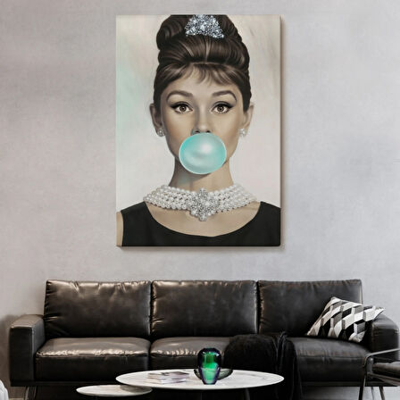 Yeşil Kabarcık Sakızlar Audrey Hepburn 5 Dekoratif Kanvas Tablo, Duvar Dekoru 82