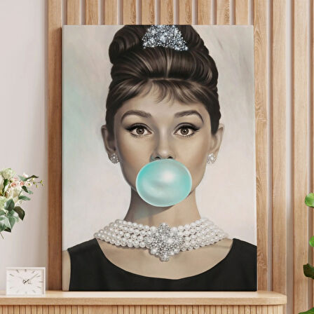 Yeşil Kabarcık Sakızlar Audrey Hepburn 5 Dekoratif Kanvas Tablo, Duvar Dekoru 82