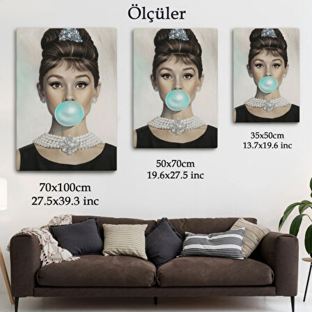 Yeşil Kabarcık Sakızlar Audrey Hepburn 5 Dekoratif Kanvas Tablo, Duvar Dekoru 82