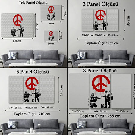 Barış İşareti Yapan Askerler Banksy Dekoratif Kanvas Tablo, Duvar Dekoru 5109