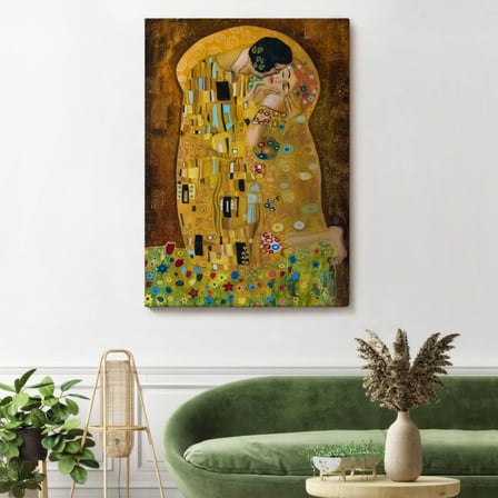 The Kiss İsimli Eser Gustav Klimt Dekoratif Kanvas Tablo, Duvar Dekoru 5128