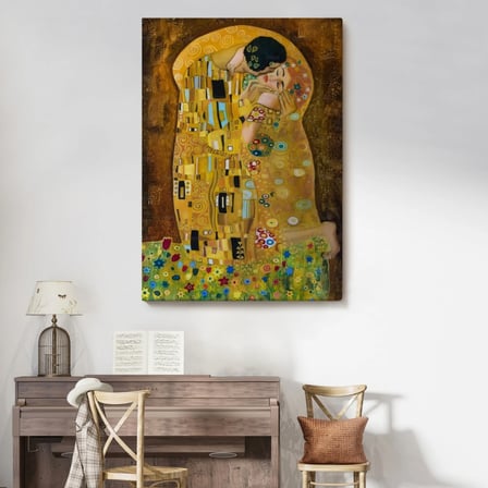 The Kiss İsimli Eser Gustav Klimt Dekoratif Kanvas Tablo, Duvar Dekoru 5128