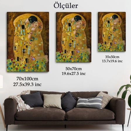 The Kiss İsimli Eser Gustav Klimt Dekoratif Kanvas Tablo, Duvar Dekoru 5128