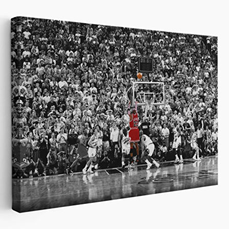 Michael J. ve Üçlük Şutu Dekoratif Kanvas Tablo, Duvar Dekoru 5139