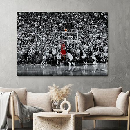 Michael J. ve Üçlük Şutu Dekoratif Kanvas Tablo, Duvar Dekoru 5139