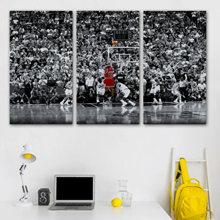 Michael J. ve Üçlük Şutu Dekoratif Kanvas Tablo, Duvar Dekoru 5139