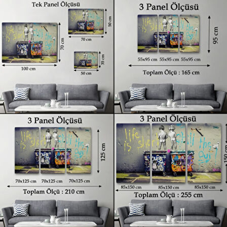 Çöp Kutusuna İşeyen Çocuklar Banksy Dekoratif Kanvas Tablo, Duvar Dekoru 5154