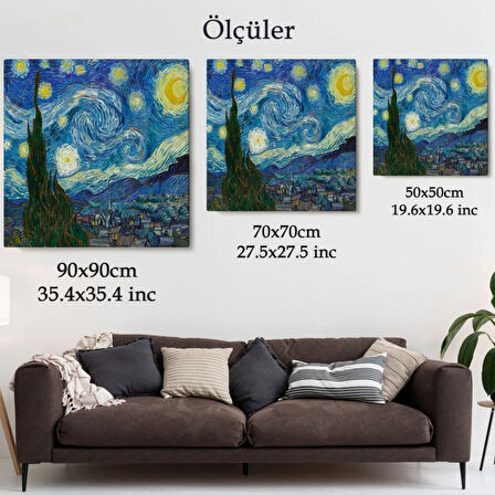 Yıldızlı Gece Eseri Van Gogh Dekoratif Kanvas Tablo, Duvar Dekoru 5165