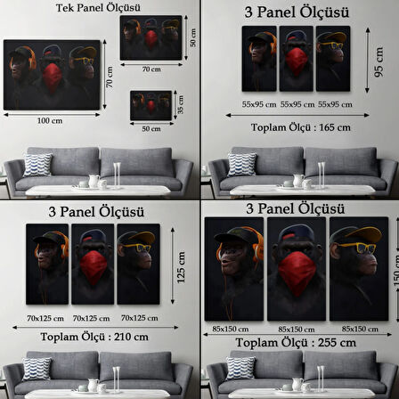 Üç Maymun Modern Dekoratif Kanvas Tablo, Duvar Dekoru 5167