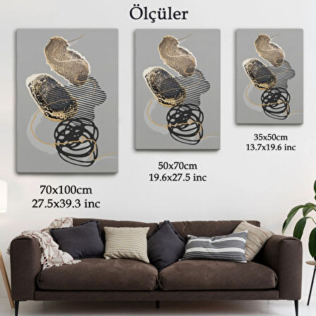 Geometrik Formda Mürekkep ve Alkol Dekoratif Kanvas Tablo, Duvar Dekoru 5180