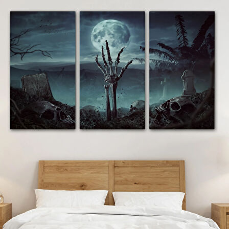 Mezarlıkta Çıkan El Cadılar Bayramı Dekoratif Kanvas Tablo, Duvar Dekoru 5205