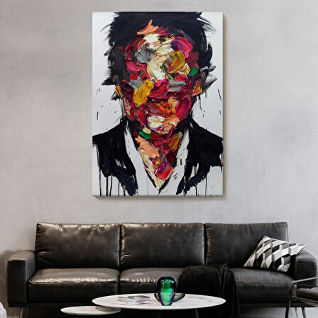 Renkli Yüz Soyut Çalışma Dekoratif Kanvas Tablo, Duvar Dekoru 5220