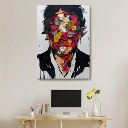 Renkli Yüz Soyut Çalışma Dekoratif Kanvas Tablo, Duvar Dekoru 5220