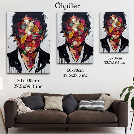 Renkli Yüz Soyut Çalışma Dekoratif Kanvas Tablo, Duvar Dekoru 5220