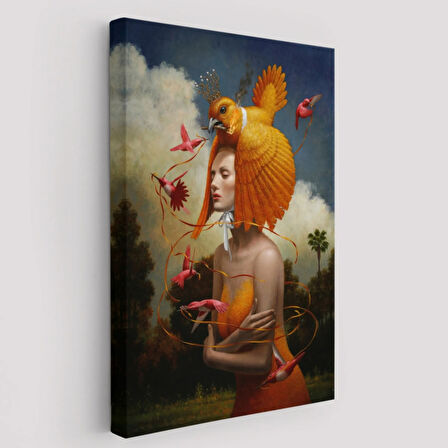 Kuş Kadın Gerçeküstü Yağlıboya Steven Kenny Dekoratif Kanvas Tablo, Duvar Dekoru 5225