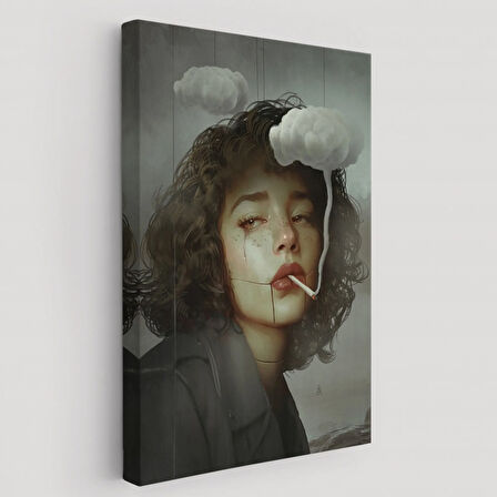 Bulut ve Duman Gerçeküstü Sanat Dekoratif Kanvas Tablo, Duvar Dekoru 5226