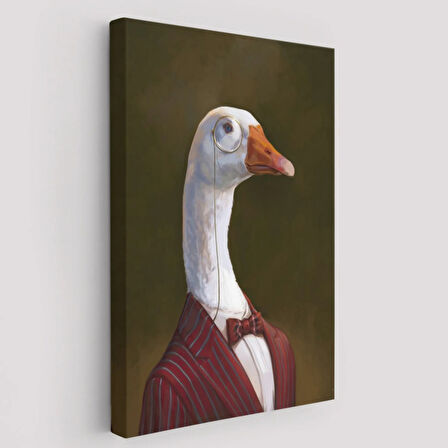 PopArt İnsan Görünüm Gözlüklü Kaz Dekoratif Kanvas Tablo, Duvar Dekoru 5245