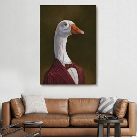 PopArt İnsan Görünüm Gözlüklü Kaz Dekoratif Kanvas Tablo, Duvar Dekoru 5245