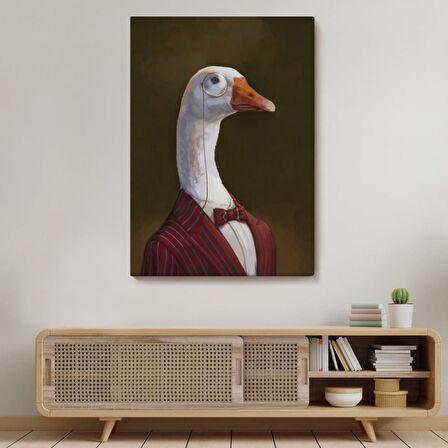 PopArt İnsan Görünüm Gözlüklü Kaz Dekoratif Kanvas Tablo, Duvar Dekoru 5245