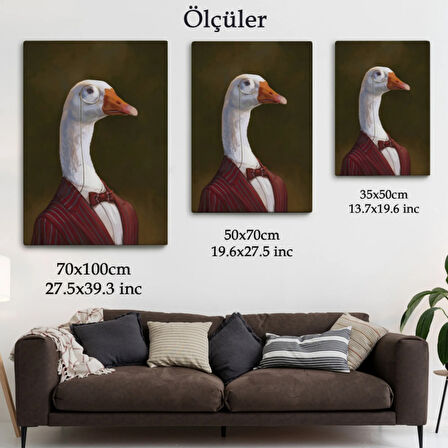 PopArt İnsan Görünüm Gözlüklü Kaz Dekoratif Kanvas Tablo, Duvar Dekoru 5245