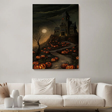 Cadılar Bayramı Korku Evi Dekoratif Kanvas Tablo, Duvar Dekoru 5248