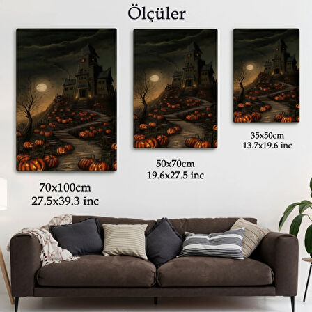 Cadılar Bayramı Korku Evi Dekoratif Kanvas Tablo, Duvar Dekoru 5248