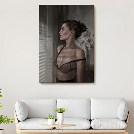 Pencereden Dışarı Bakan Güzel Kadın Dekoratif Kanvas Tablo, Duvar Dekoru 5257