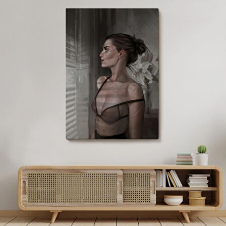 Pencereden Dışarı Bakan Güzel Kadın Dekoratif Kanvas Tablo, Duvar Dekoru 5257