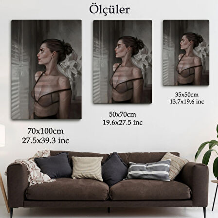 Pencereden Dışarı Bakan Güzel Kadın Dekoratif Kanvas Tablo, Duvar Dekoru 5257