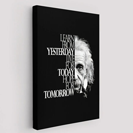 Einstein Dünden Öğrenin Bugünü Yaşayın Yarını Umut Edin Dekoratif Kanvas Tablo 5275
