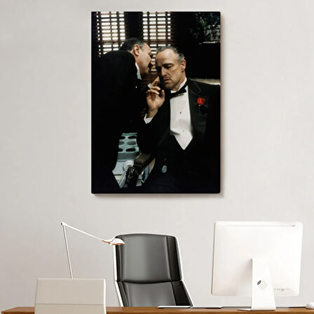 Vito Corleone Film Sahnesi The Godfather Dekoratif Kanvas Tablo, Duvar Dekoru 5279