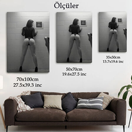 Duvara Yaslanan Cesur Kadın Dekoratif Kanvas Tablo, Duvar Dekoru 5293