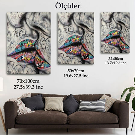 Banksy Graffiti Sokak Sanatı Öpüşme Dekoratif Kanvas Tablo, Duvar Dekoru 5313