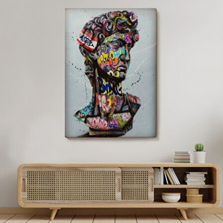 Renkli Poster, Antik Kafa Banksy Dekoratif Kanvas Tablo, Duvar Dekoru 5318