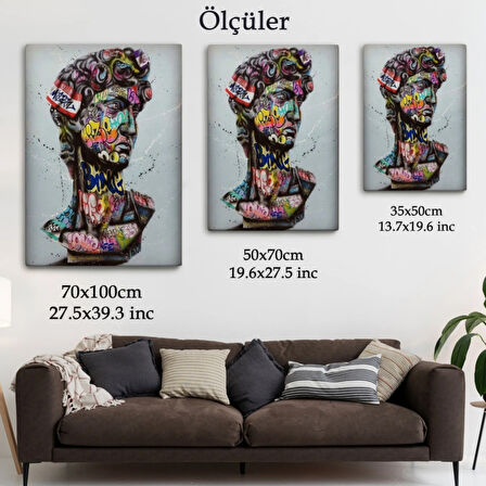 Renkli Poster, Antik Kafa Banksy Dekoratif Kanvas Tablo, Duvar Dekoru 5318