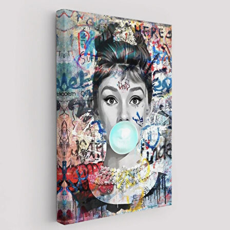 Audrey Hepburn Ciklet Posteri, Banksy Dekoratif Kanvas Tablo, Duvar Dekoru 5319