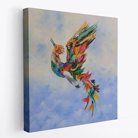 Anka Kuşu Simurg Kuşu Renkli Dekoratif Kanvas Tablo, Duvar Dekoru 5326