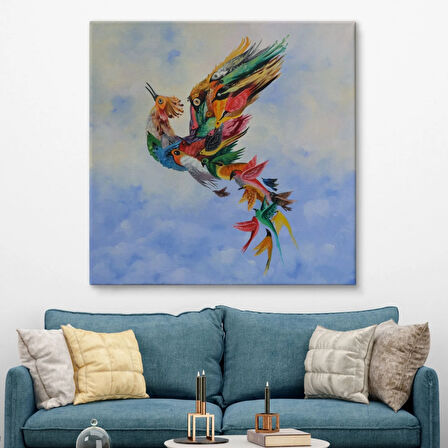 Anka Kuşu Simurg Kuşu Renkli Dekoratif Kanvas Tablo, Duvar Dekoru 5326