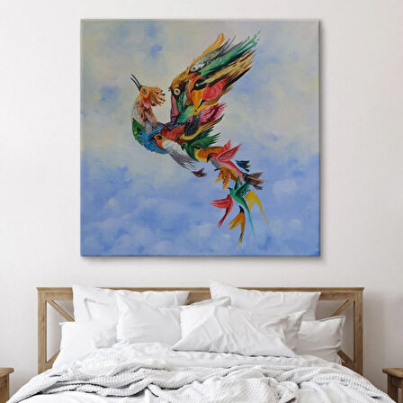 Anka Kuşu Simurg Kuşu Renkli Dekoratif Kanvas Tablo, Duvar Dekoru 5326