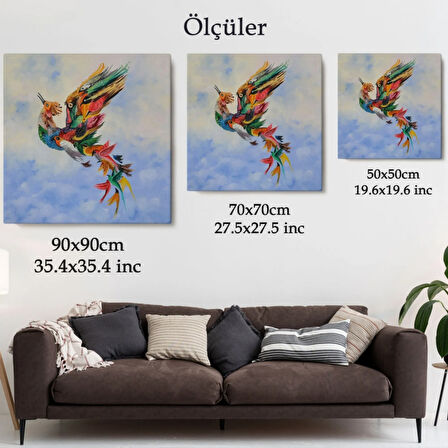 Anka Kuşu Simurg Kuşu Renkli Dekoratif Kanvas Tablo, Duvar Dekoru 5326