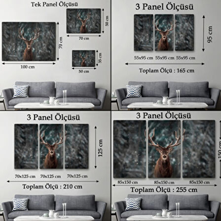 Ren Geyiği ve Kar Kış Ormanı Dekoratif Kanvas Tablo, Duvar Dekoru 5370