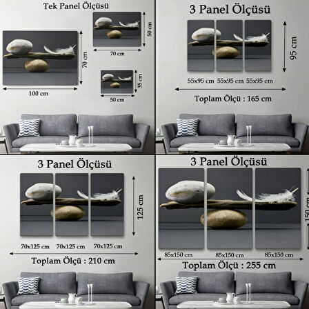 Tüy ve Taş Dengesi Tuval Baskı Dekoratif Kanvas Tablo, Duvar Dekoru 5375
