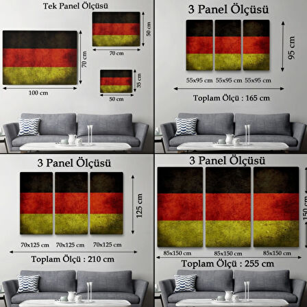 Rustik Almanya Bayrağı Dekoratif Kanvas Tablo, Duvar Dekoru 5387