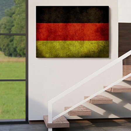 Rustik Almanya Bayrağı Dekoratif Kanvas Tablo, Duvar Dekoru 5387