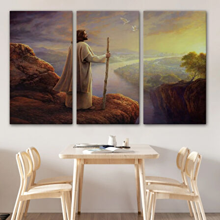 Hristiyan Duvar Sanatı, İsa Mesih, Uçurumdan Ufka Bakmak Dekoratif Kanvas Tablo 5400