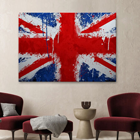 İngiltere Bayrağı Ev ve Ofis Dekor Dekoratif Kanvas Tablo, Duvar Dekoru 5401