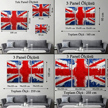 İngiltere Bayrağı Ev ve Ofis Dekor Dekoratif Kanvas Tablo, Duvar Dekoru 5401